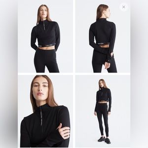 Calvin Klein performance black crop top mock neck